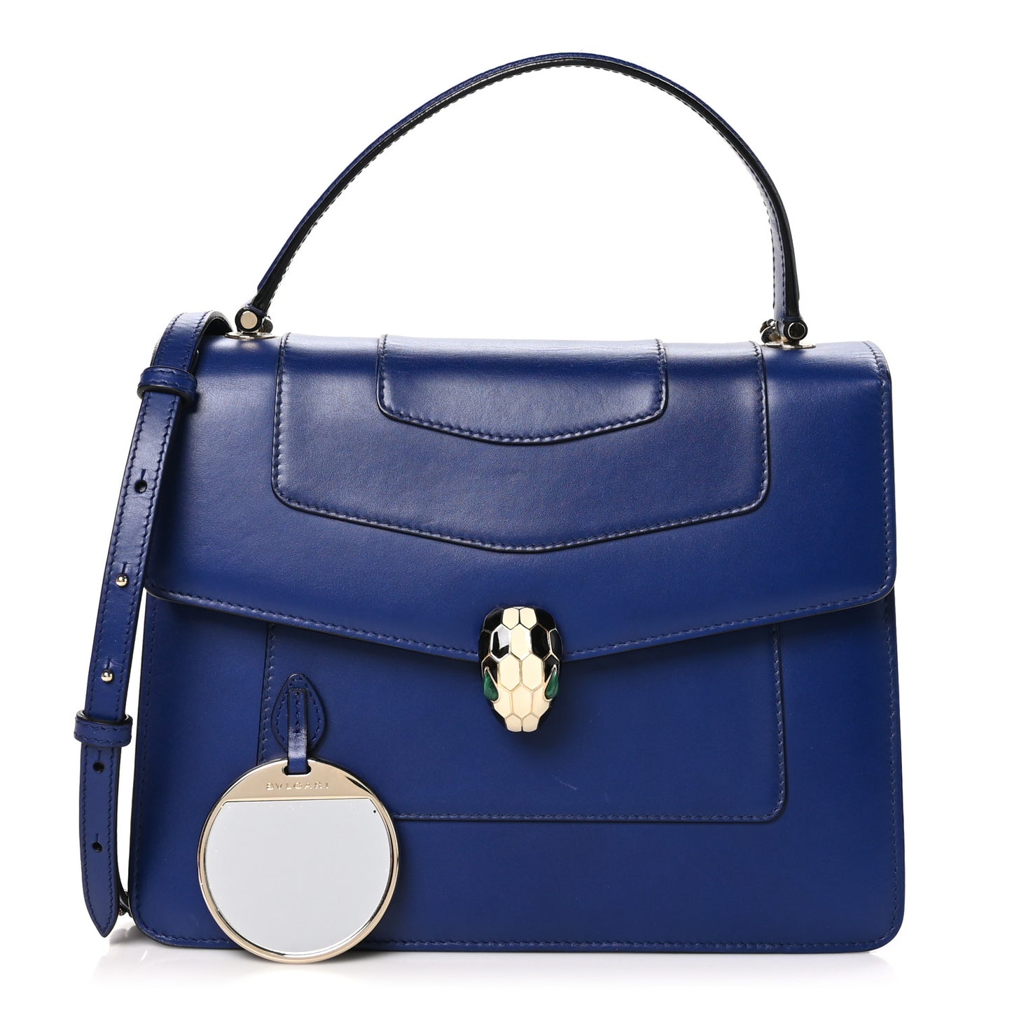Calfskin Large Serpenti Forever Top Handle Blue