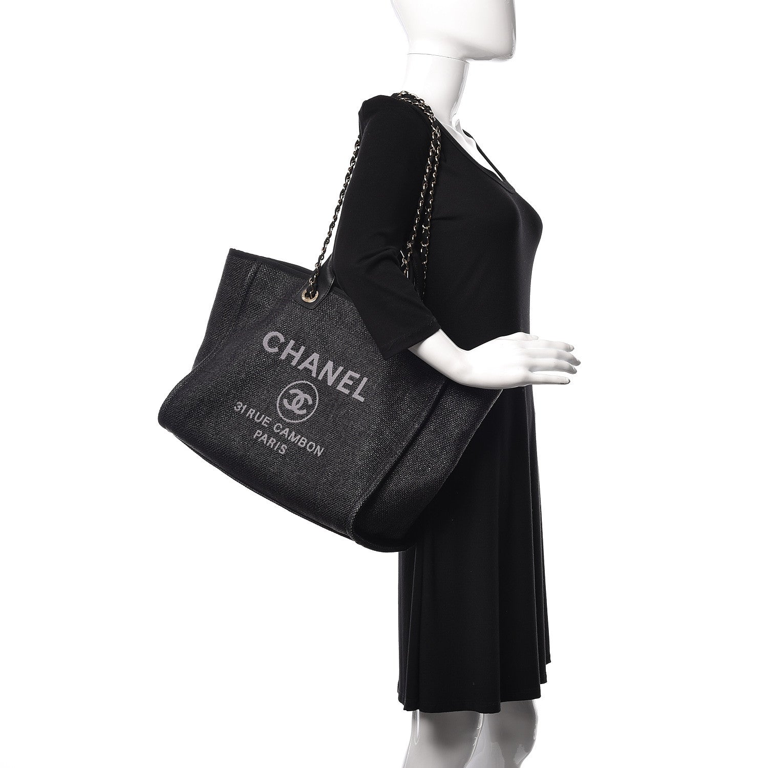 Chanel Woven Straw Raffia Large Deauville Tote Black 2 of 24