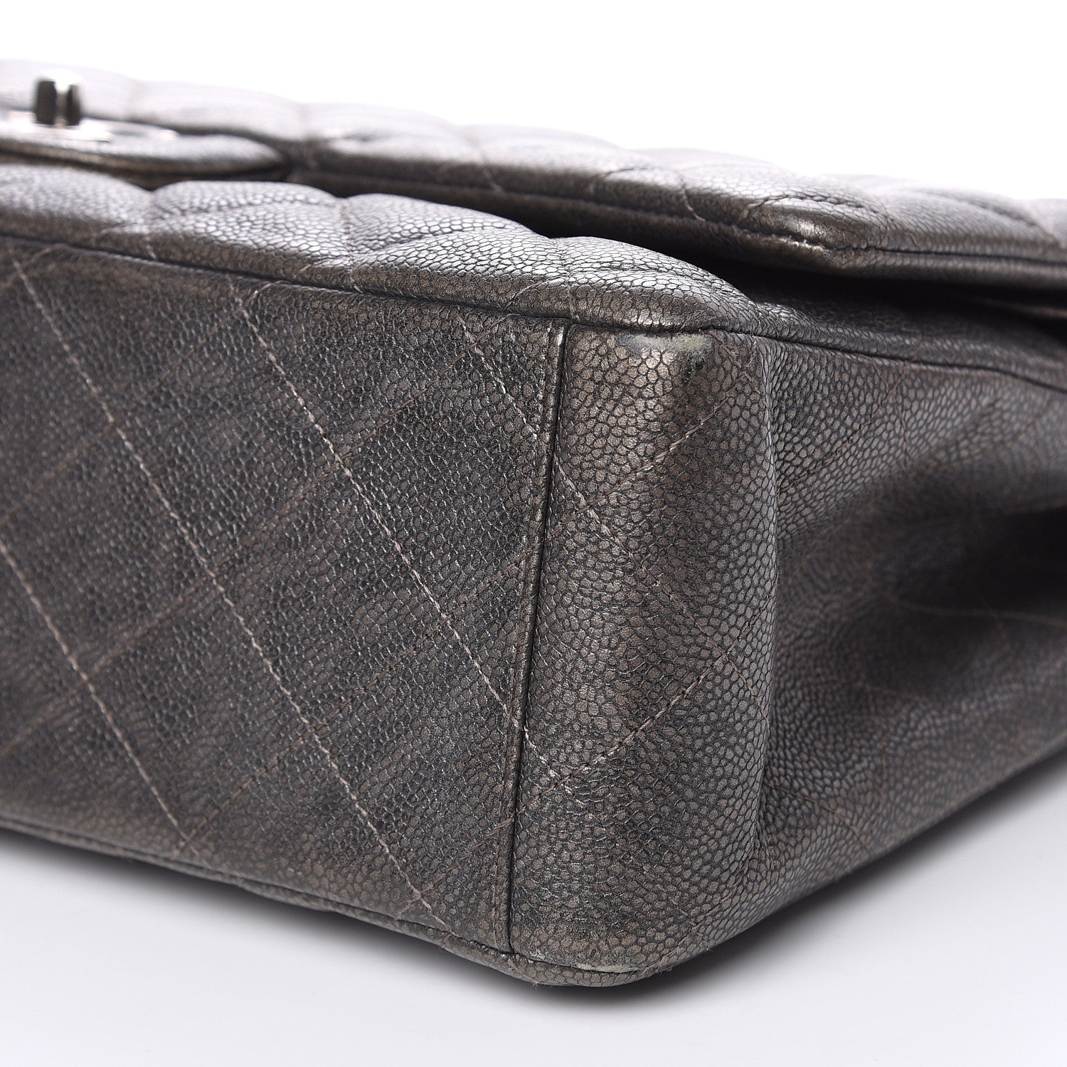 Chanel Metallic Caviar Quilted Maxi Double Flap Charcoal 9 of 17