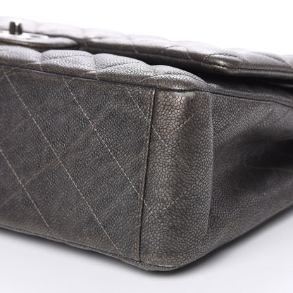 Chanel Metallic Caviar Quilted Maxi Double Flap Charcoal 9 of 17