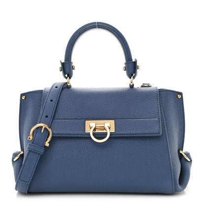 Salvatore Ferragamo Grained Calfskin Sofia Satchel Blue 1 of 13