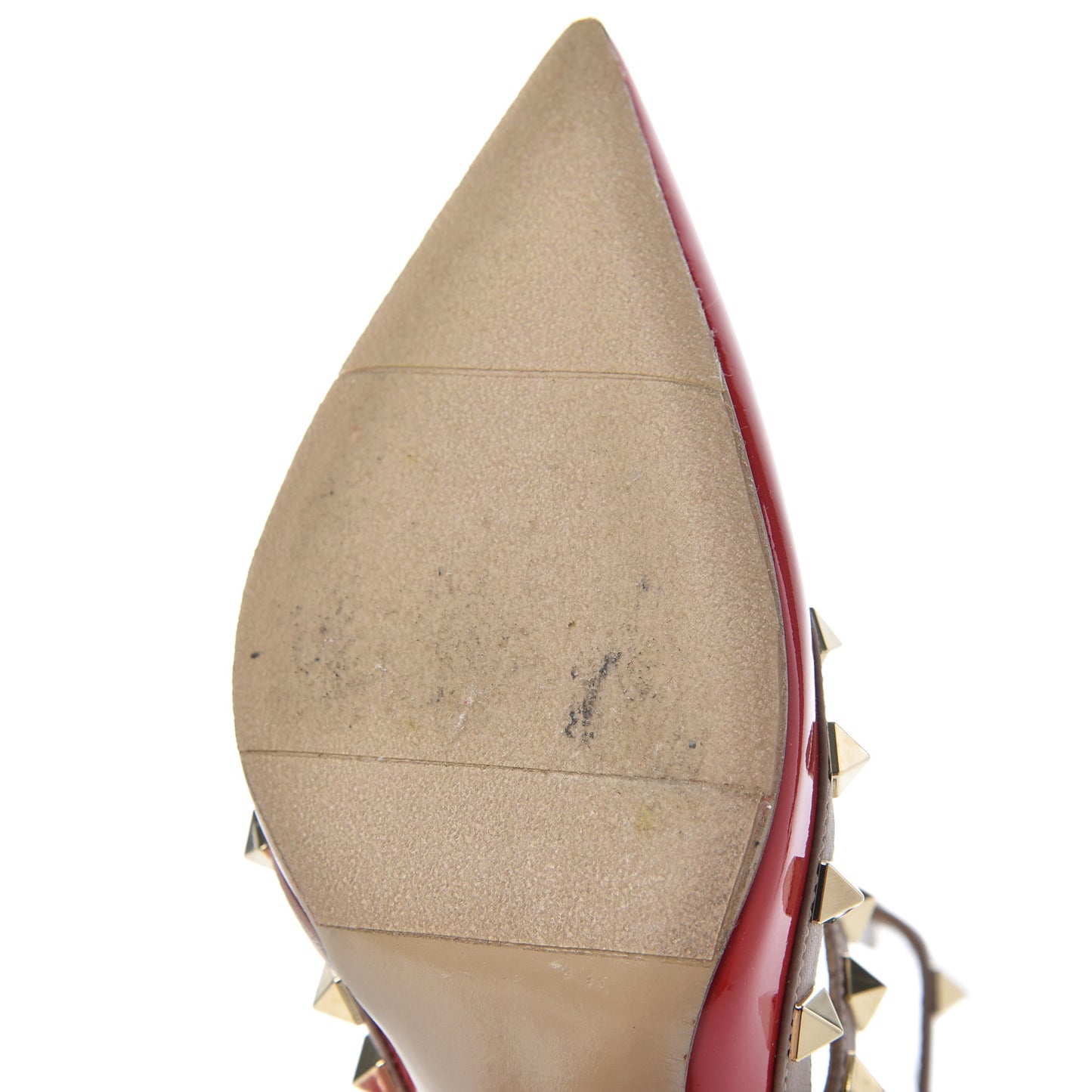 Patent Nappa Rockstud Ankle Strap 100mm Pumps 36 Rosso Valentino Poudre