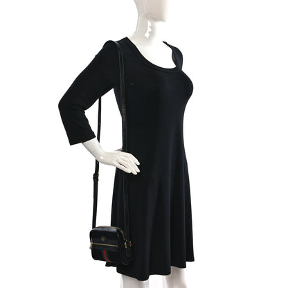 Gucci Suede Patent Web Mini Ophidia Shoulder Bag Black 2 of 9