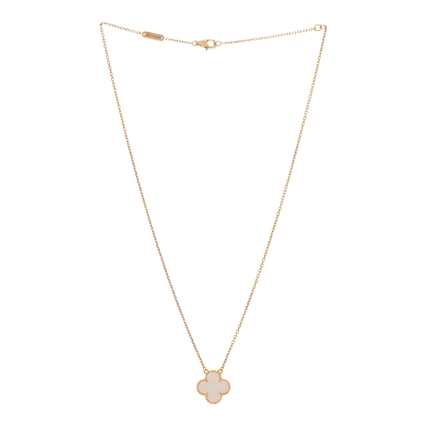 Van Cleef & Arpels 18K Yellow Gold Mother of Pearl Vintage Alhambra Pendant Necklace 2 of 3