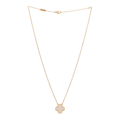 Van Cleef & Arpels 18K Yellow Gold Mother of Pearl Vintage Alhambra Pendant Necklace 2 of 3