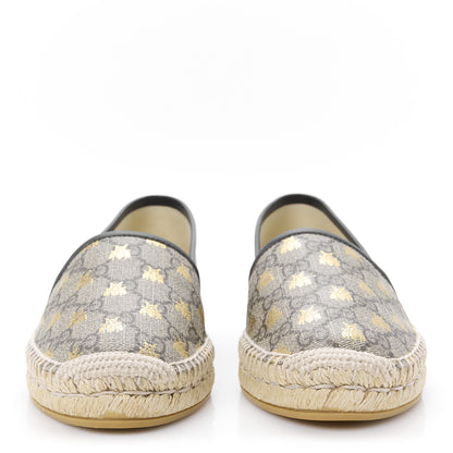 Gucci GG Supreme Monogram Bees Espadrille Flats 39 Beige Ebony Oro Black 3 of 12