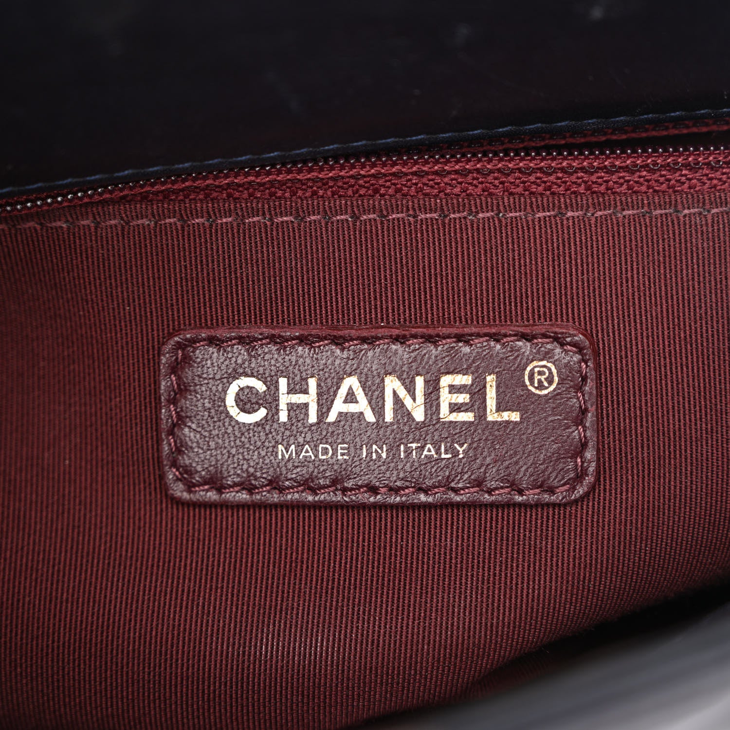 Chanel Glazed Calfskin Quilted Small Gold Bar Tote Navy Blue 7 of 14
