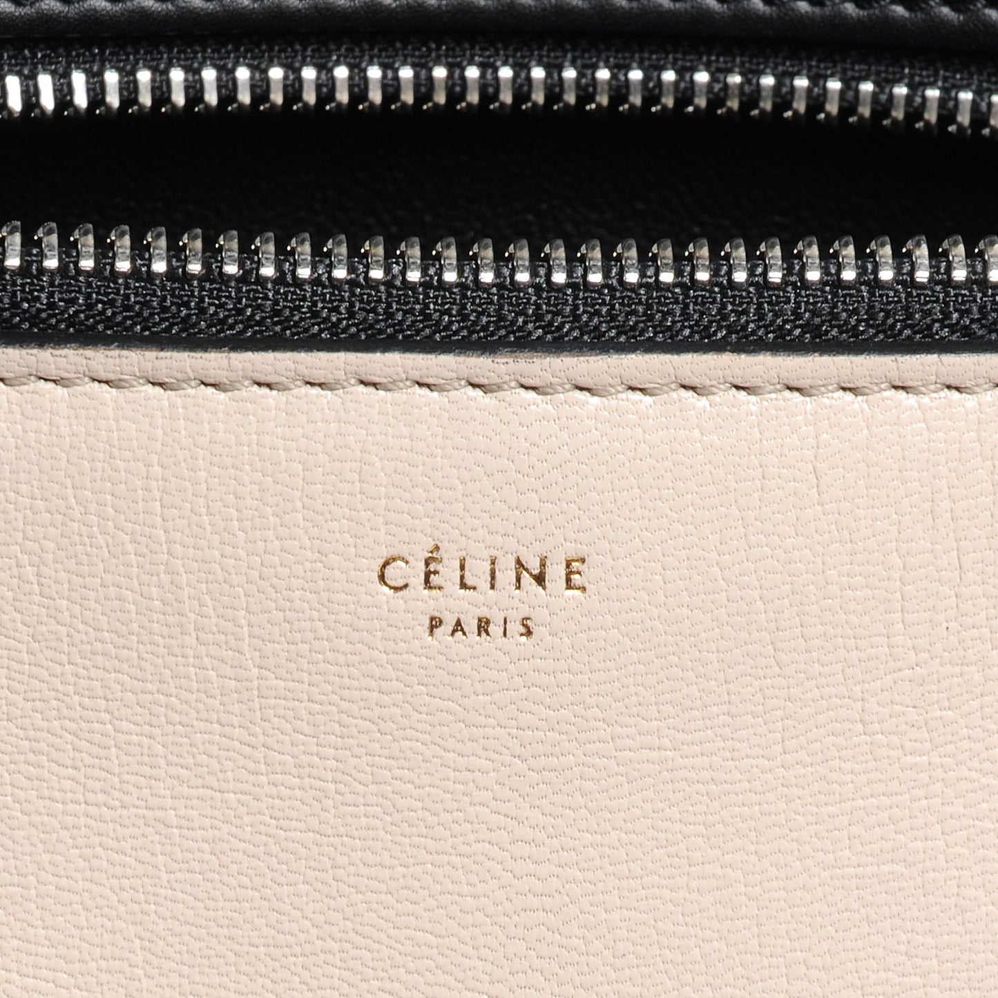 Leather Medium Bi-Color Edge Shoulder Bag Black White