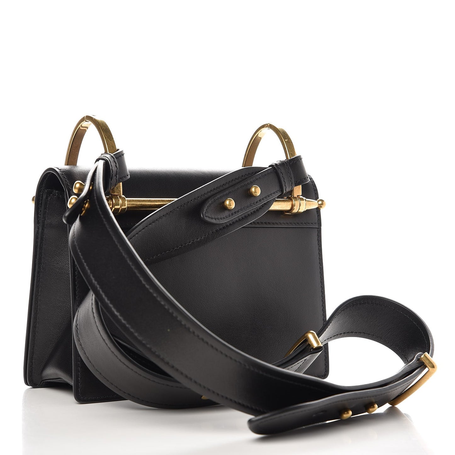 Vitello Antic Soft Pattina Shoulder Bag Black