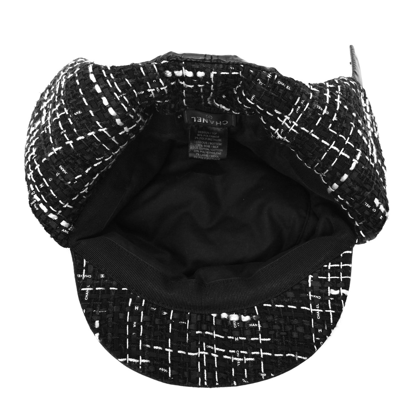 Nylon Tweed Quilted Coco Neige Hat S Black
