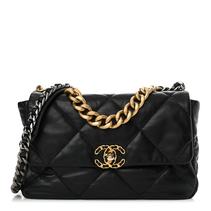 Chanel Shiny Goatskin Quilted Large Chanel 19 Flap Black 1 of 16
