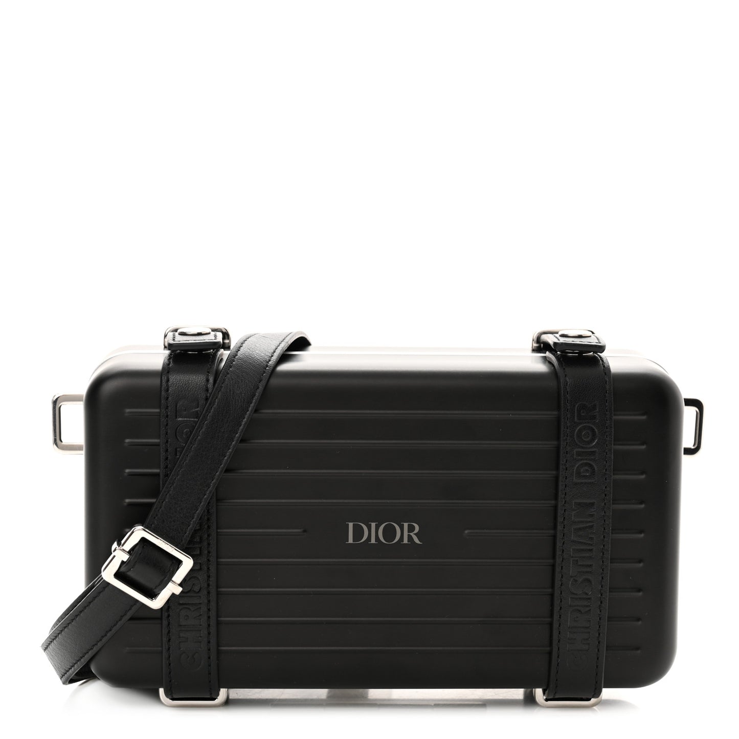 X RIMOWA Aluminum Personal Clutch On Strap Black