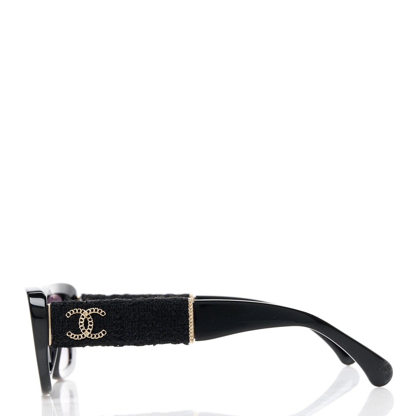 Acetate Tweed Wool CC Rectangle Sunglasses 5514 Black