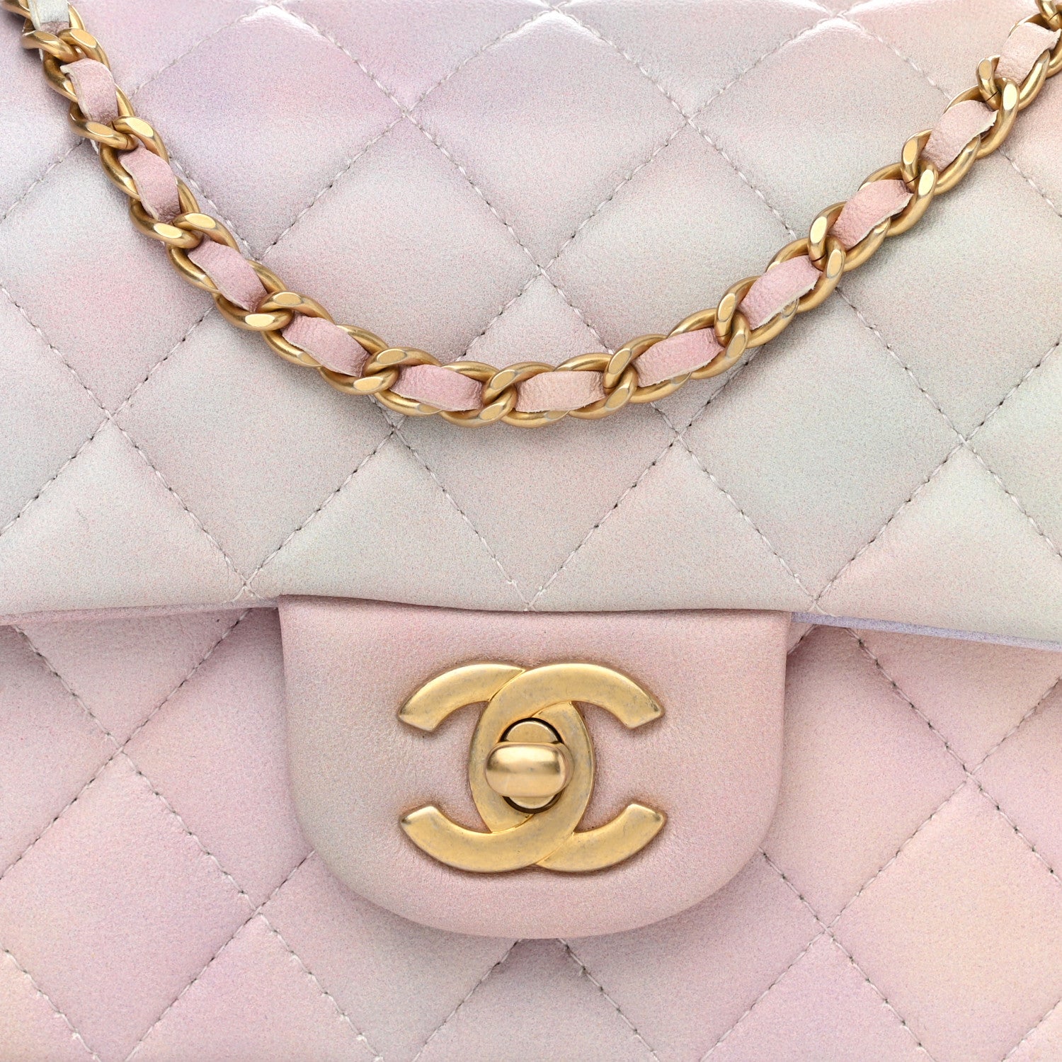 Chanel Lambskin Quilted Ombre Mini Top Handle Rectangular Flap Pink Multicolor 8 of 11