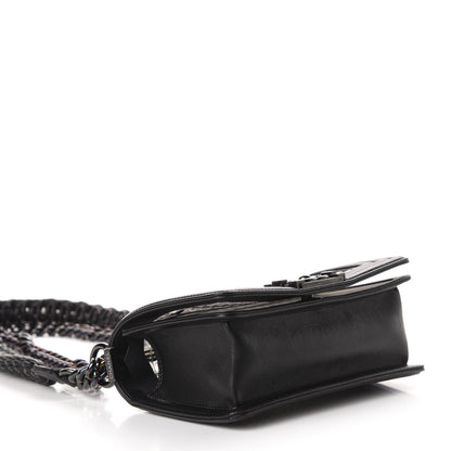 Chanel Lambskin PVC Thread Woven Small Boy Flap Black 4 of 14