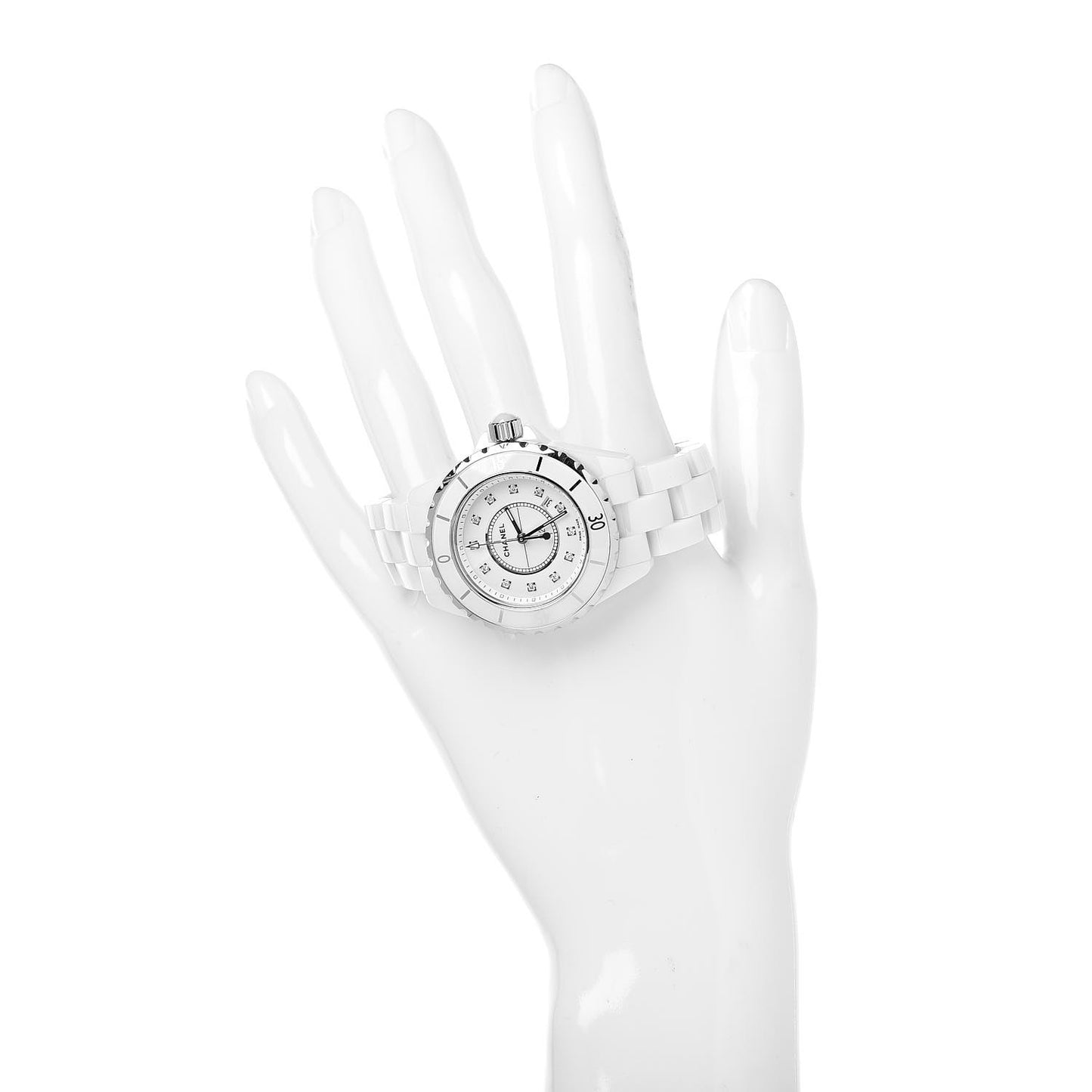 Stainless Steel Ceramic Diamond 33mm J12 Quartz Watch White