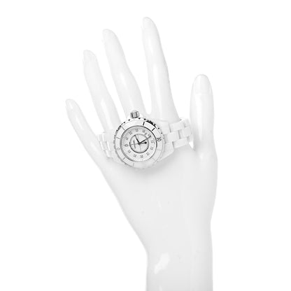 Chanel Stainless Steel Ceramic Diamond 33mm J12 Quartz Watch White 2 of 7