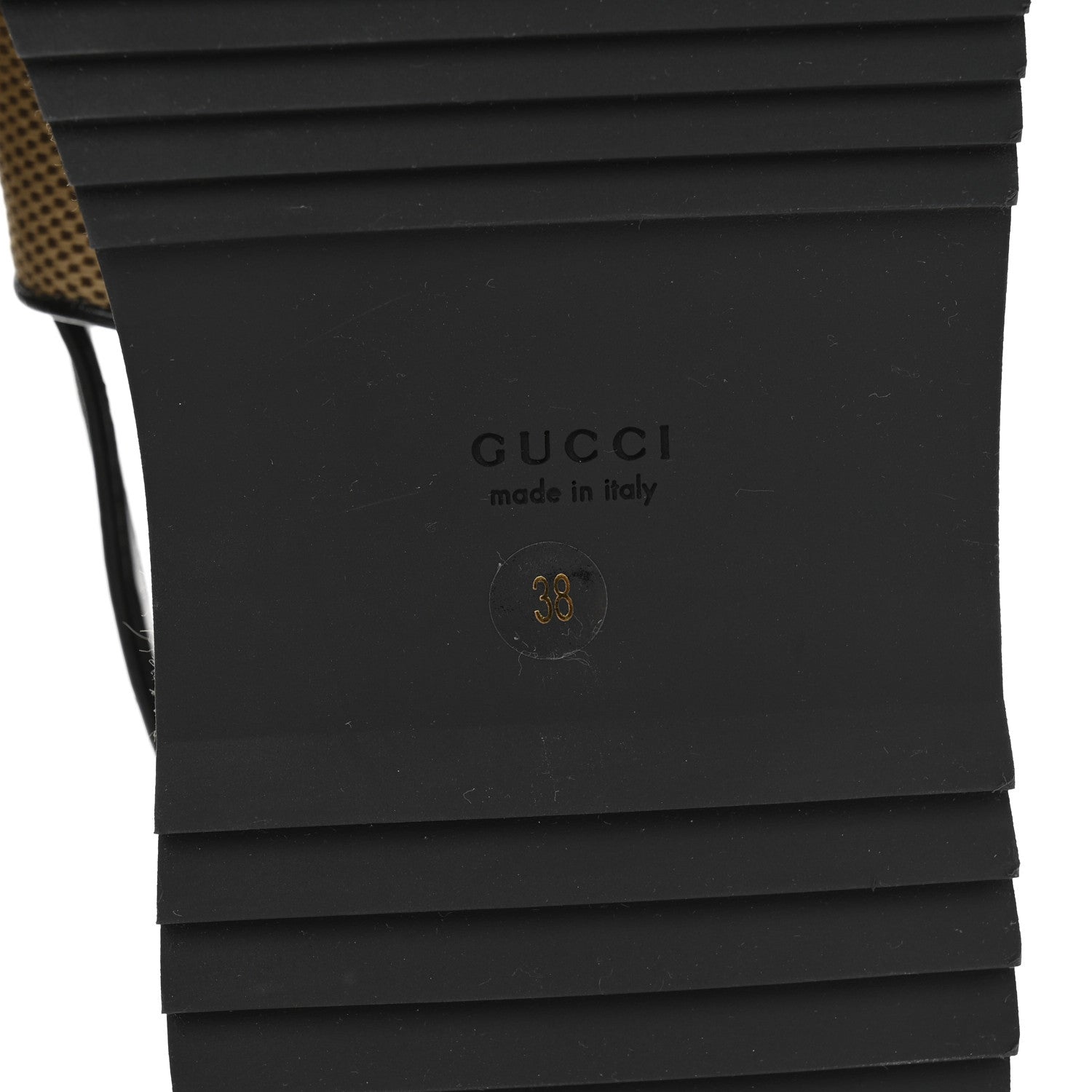 Gucci Monogram Maxi GG Granada Kid Angelina Platform 35mm Slingback Sandals 38 Camel Ebony Black 7 of 12