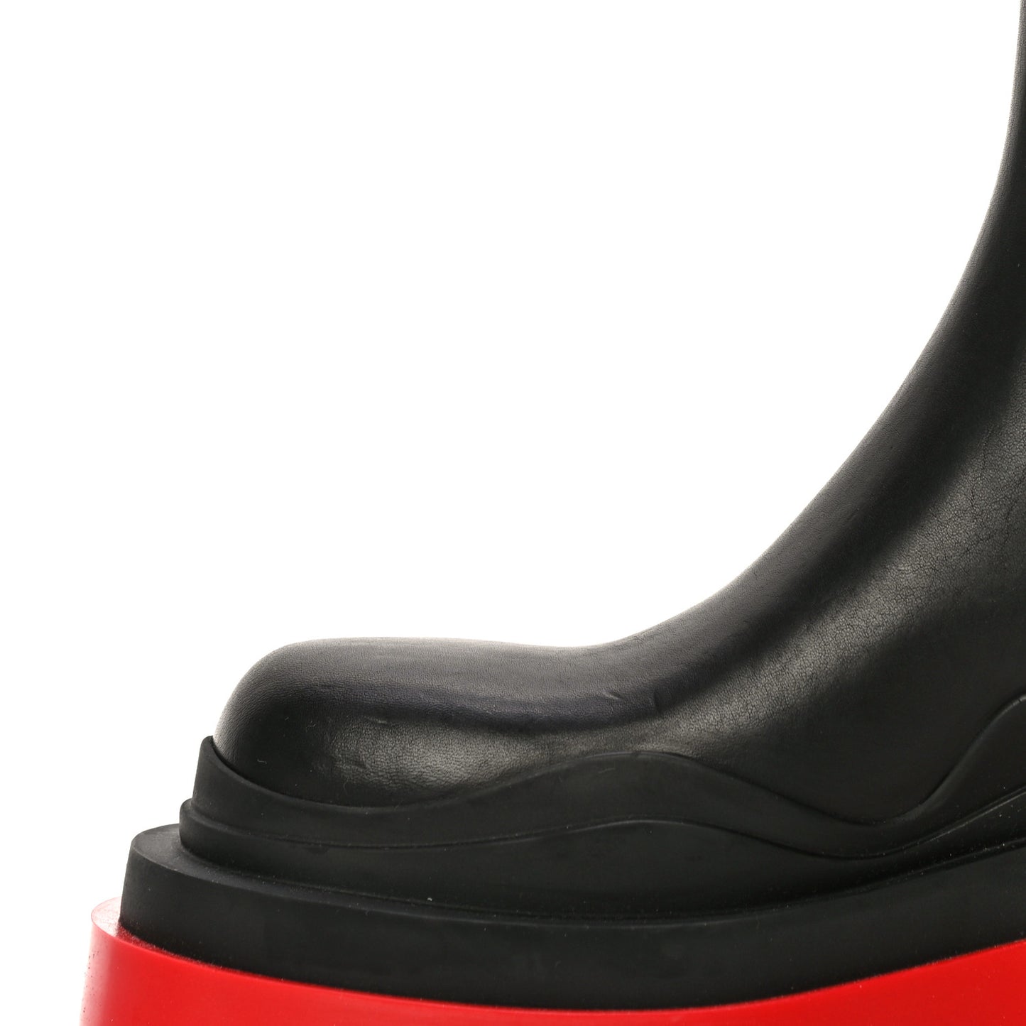 Calfskin The Tire Chelsea Boots 36.5 Black Bright Red
