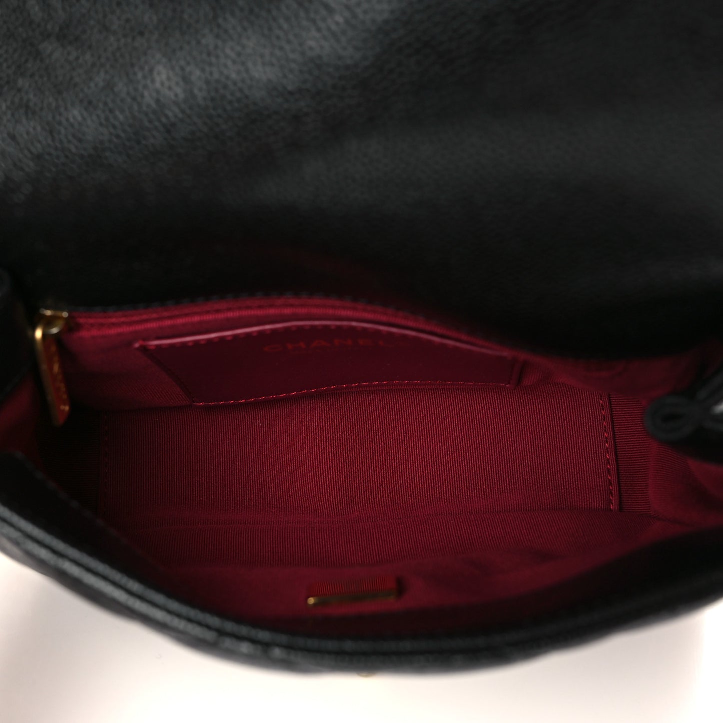 Caviar Quilted Mini Never Ending Chain Flap Black