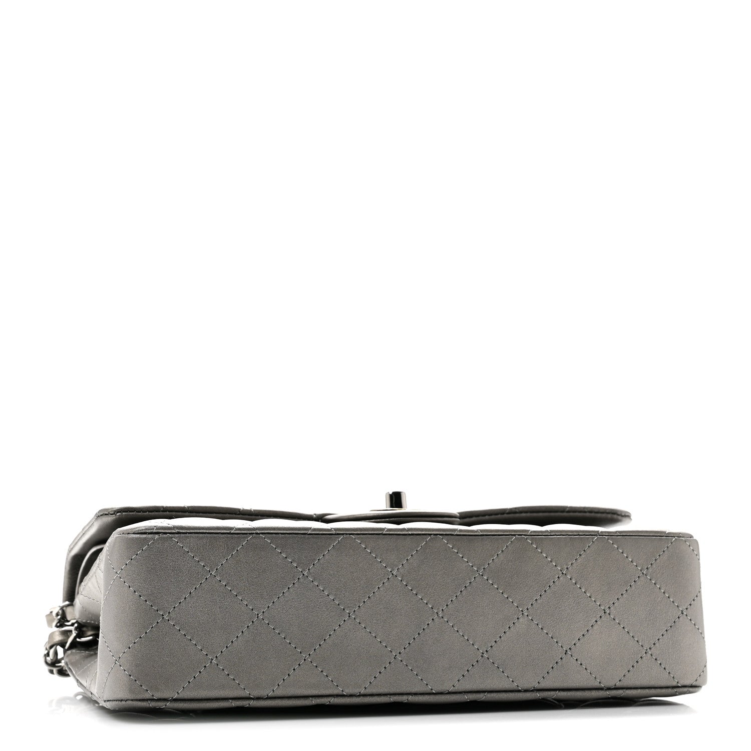 Chanel Metallic Calfskin Quilted Medium Double Flap Ruthenium 4 of 11
