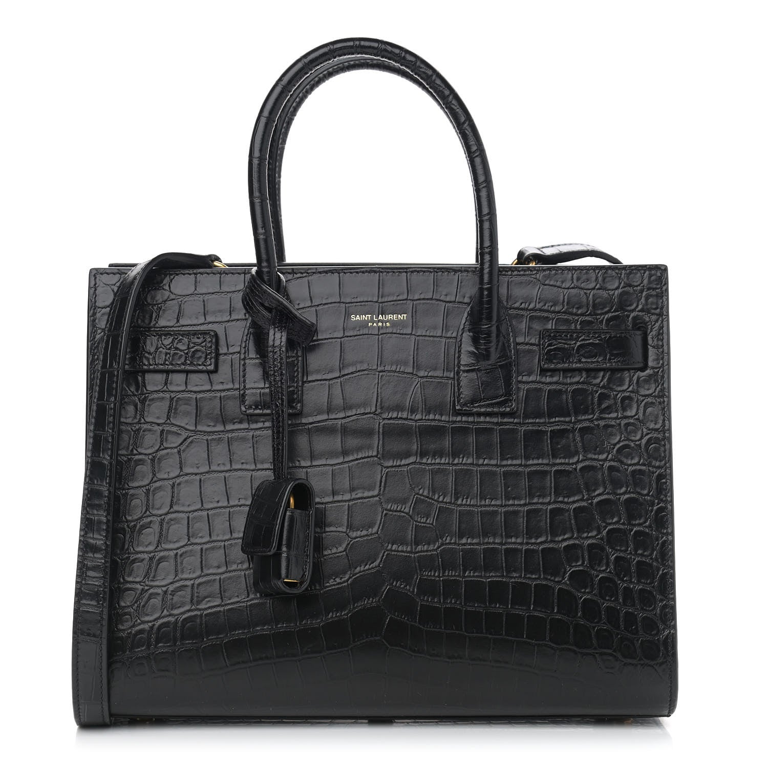 Saint Laurent Calfskin Crocodile Embossed Baby Sac De Jour Black 1 of 11