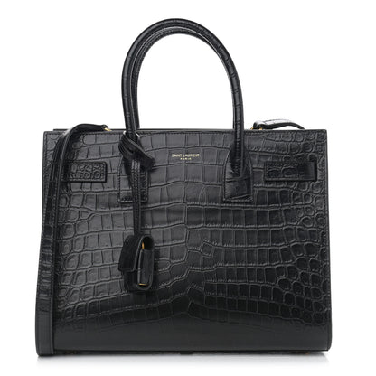 Saint Laurent Calfskin Crocodile Embossed Baby Sac De Jour Black 1 of 11