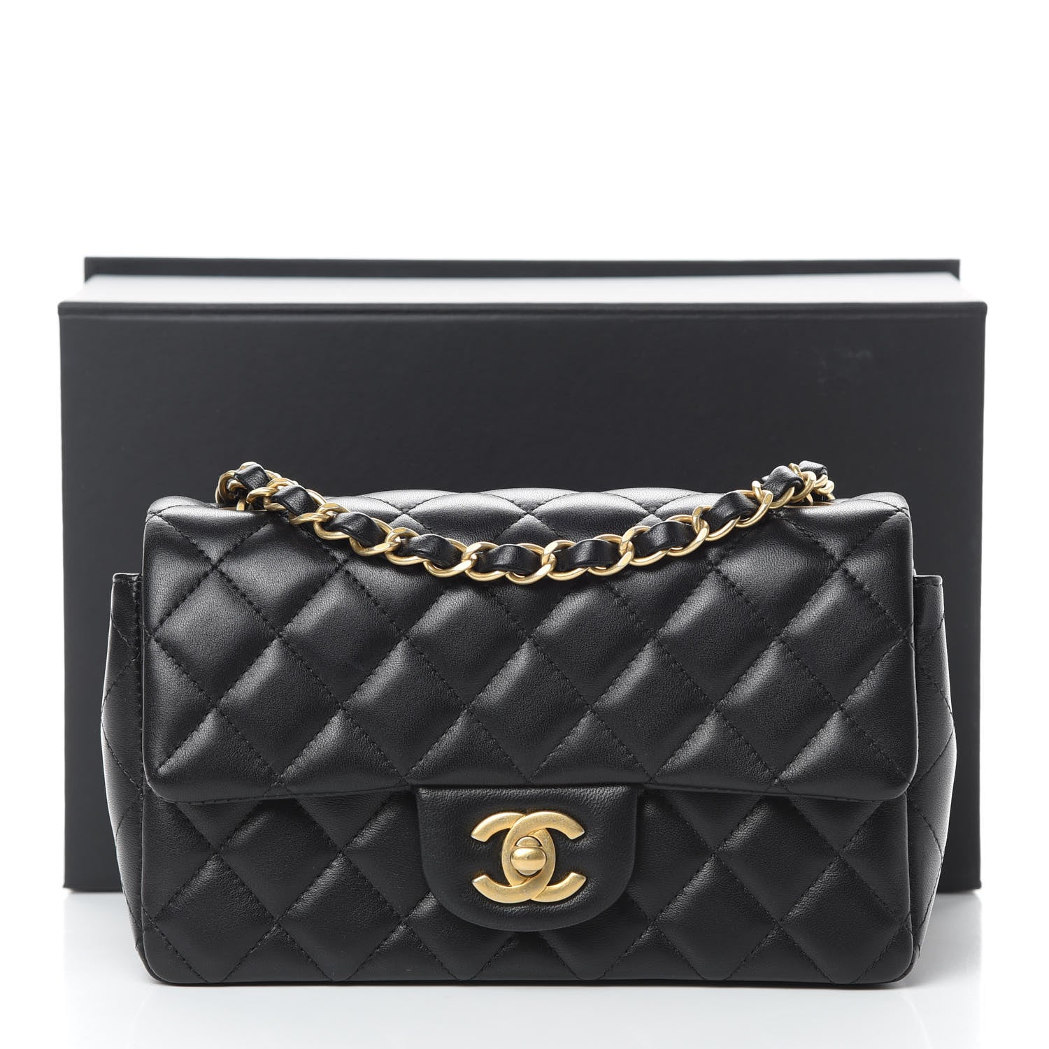 Chanel Lambskin Quilted Mini Rectangular Flap Black 12 of 12