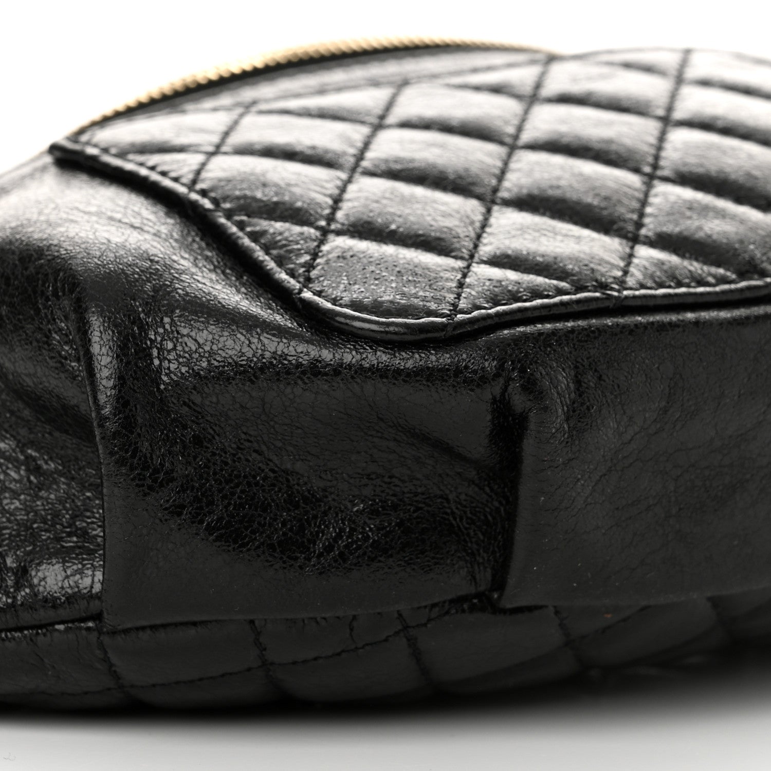 Chanel Crumpled Glazed Lambskin Quilted Waist Bag Fanny Pack Black 8 of 10