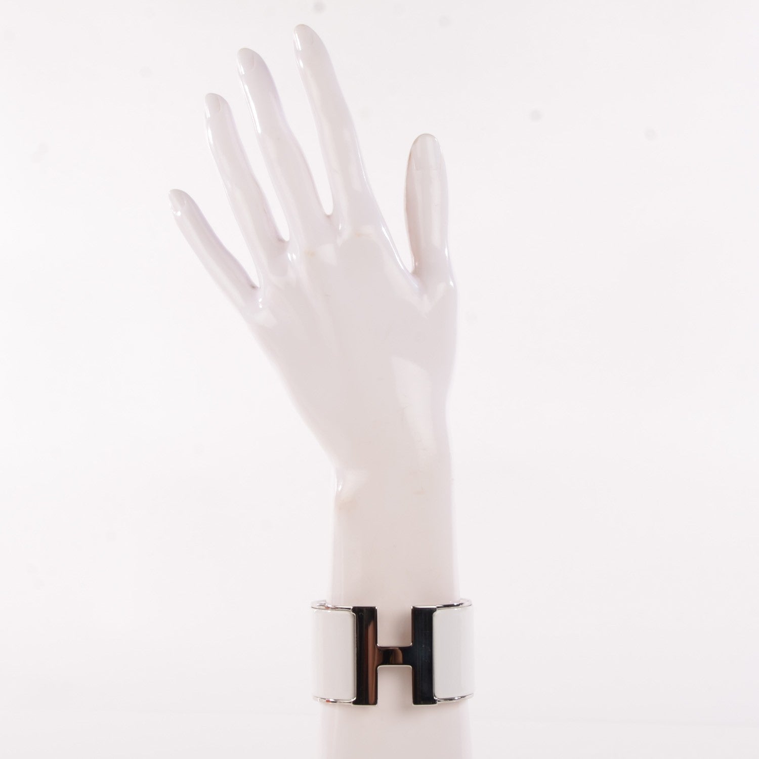 Hermes Enamel Extra Wide Clic Clac H Bracelet PM White 2 of 6