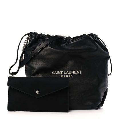 Saint Laurent Lambskin Teddy Drawstring Bag Black 1 of 11