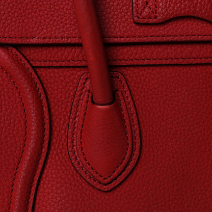 Celine Drummed Calfskin Nano Luggage Red 19 of 27
