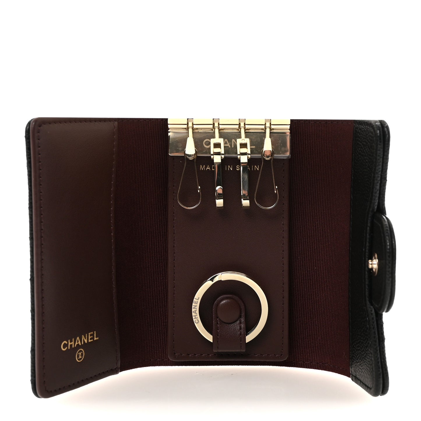 Caviar Quilted Classic 4 Key Holder Wallet Black