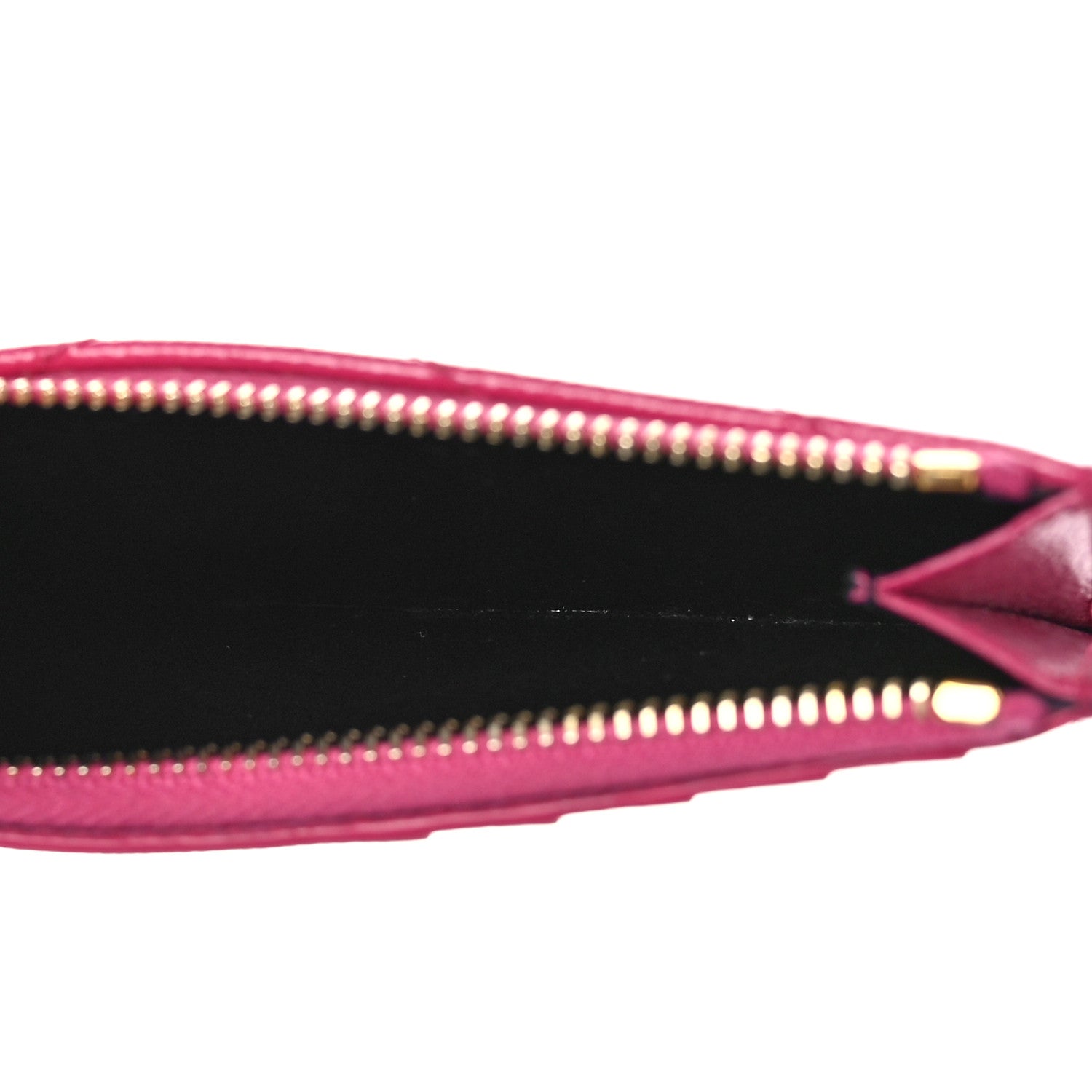 Saint Laurent Grain De Poudre Matelasse Chevron Monogram Fragments Zippered Card Case Fuxia 5 of 9