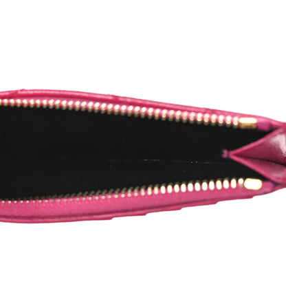 Saint Laurent Grain De Poudre Matelasse Chevron Monogram Fragments Zippered Card Case Fuxia 5 of 9