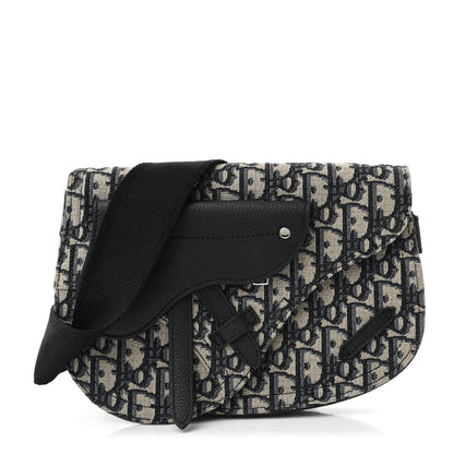 Christian Dior Oblique Saddle Messenger Pouch Beige Black 1 of 10