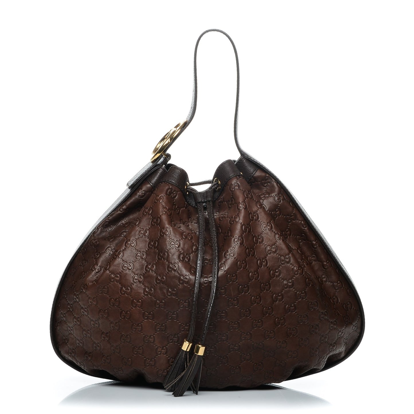 Guccissima Medium Interlocking Icon Shoulder Bag Dark Brown
