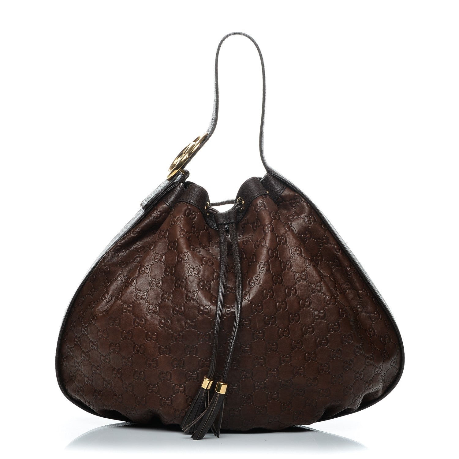 Gucci Guccissima Medium Interlocking Icon Shoulder Bag Dark Brown 1 of 8