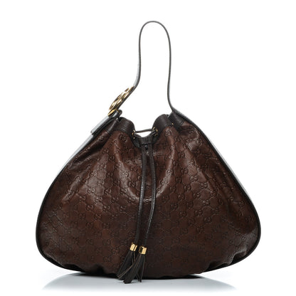 Gucci Guccissima Medium Interlocking Icon Shoulder Bag Dark Brown 1 of 8