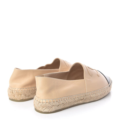Chanel Lambskin CC Espadrilles 37 Beige Black 4 of 11