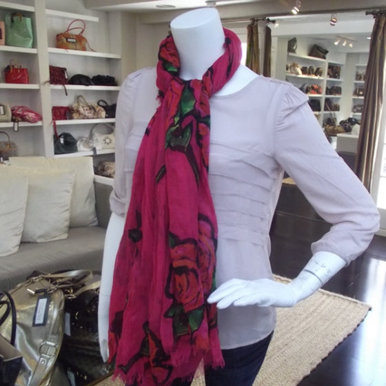 Cashmere Silk Monogram Roses Stole