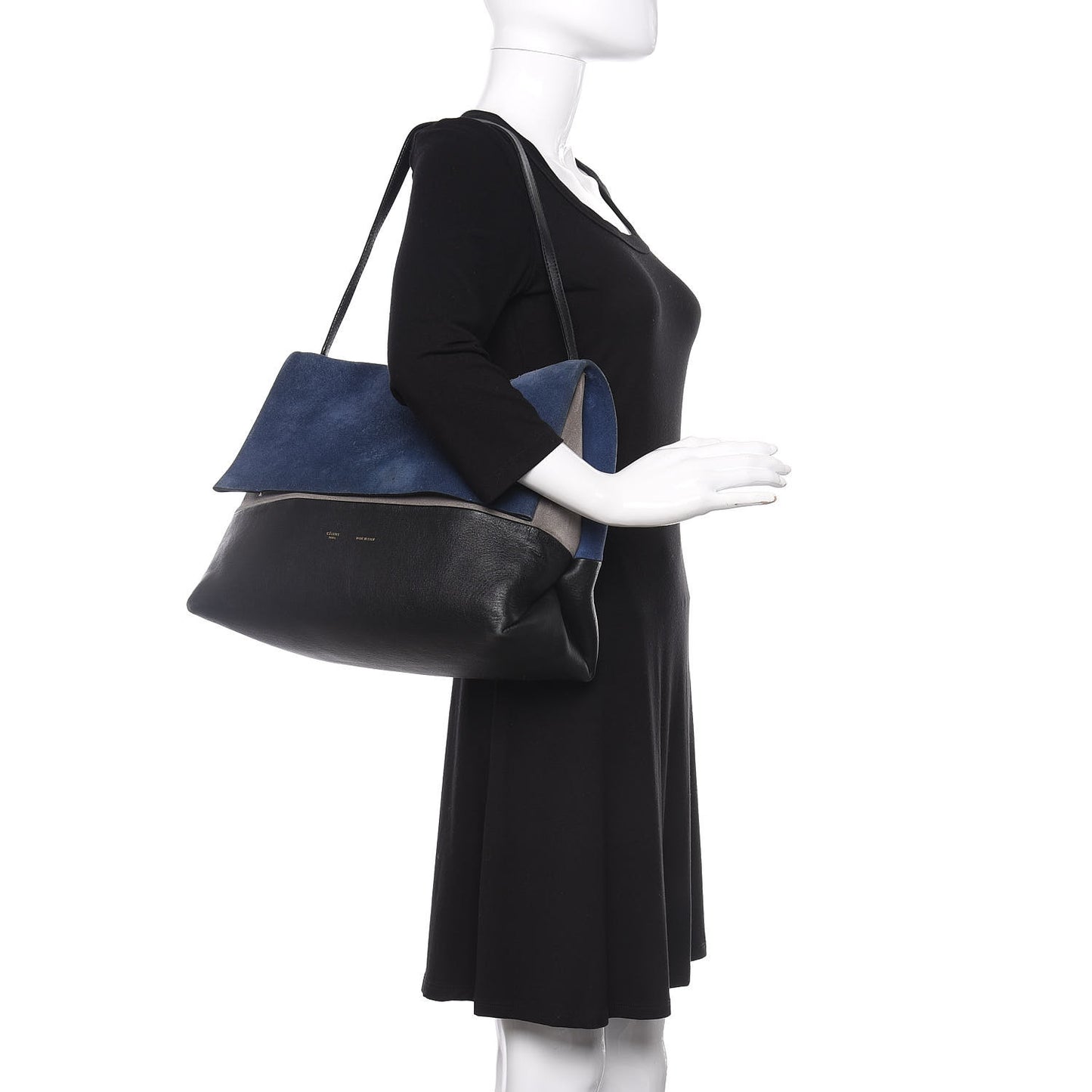 Calfskin Suede All Soft Shoulder Bag Ocean Blue