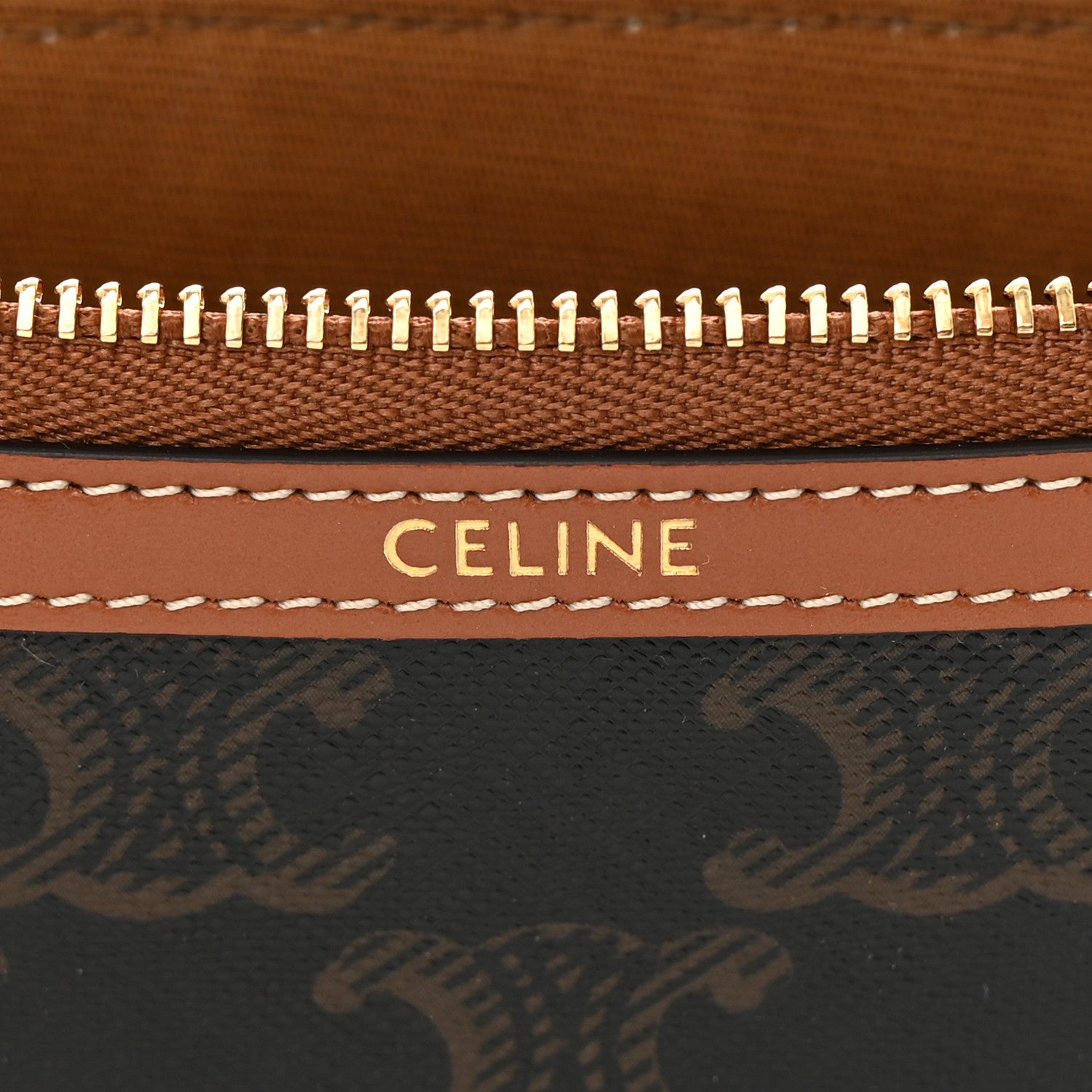 Celine Triomphe Calfskin Long Pouch With Strap Tan 6 of 9