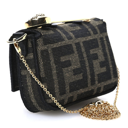 Fendi X VERSACE Fabric Jacquard Fendace FF Nano Brooch Baguette Tobacco Black 3 of 9