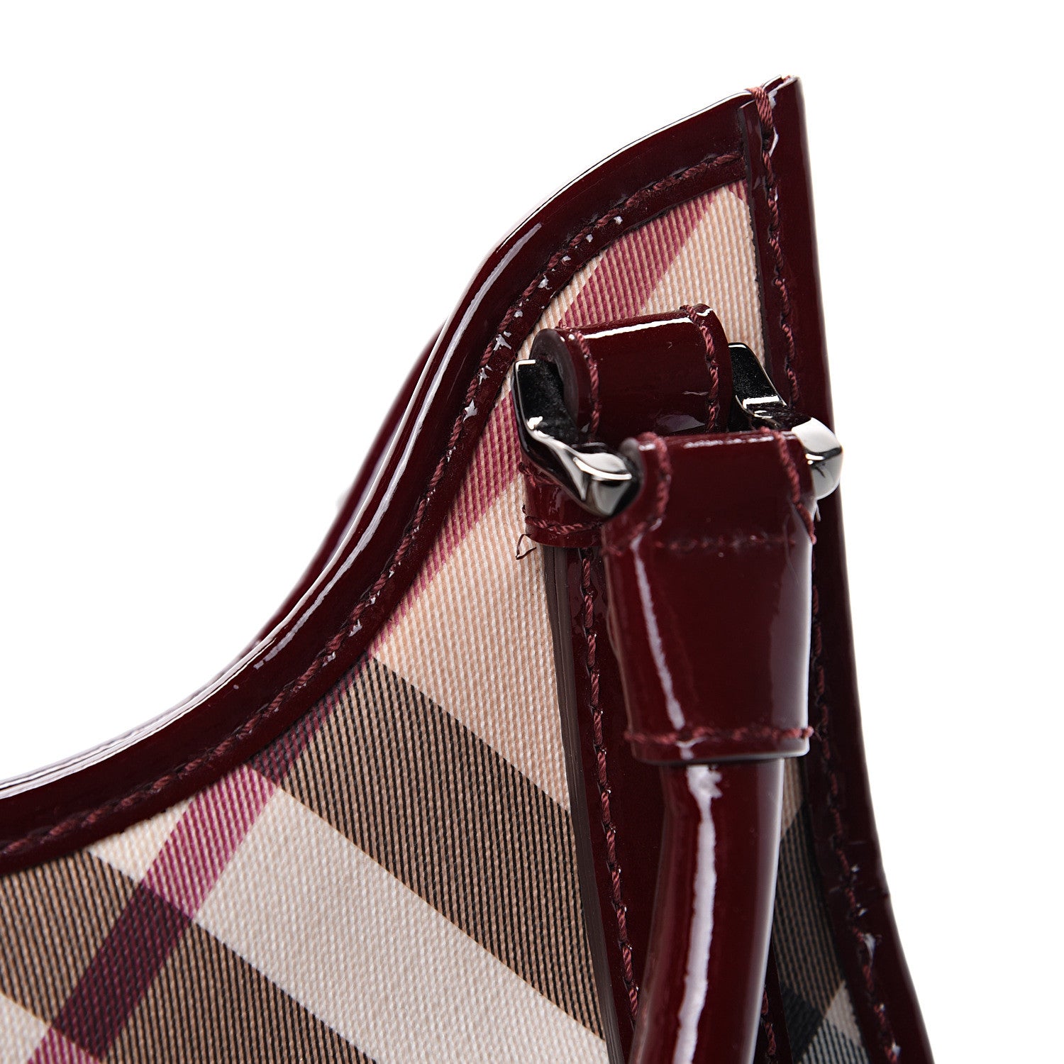 Burberry Patent Supernova Check Ashmore Tote Red 14 of 15