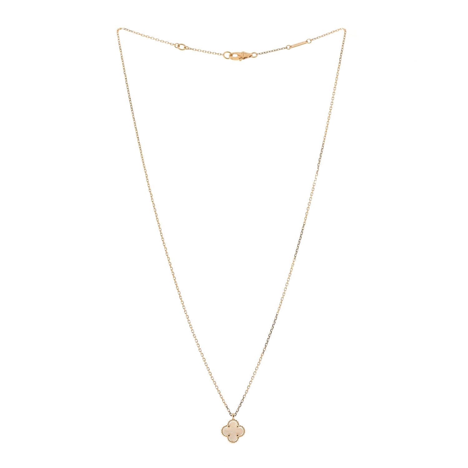 Van Cleef & Arpels 18K Yellow Gold Mother of Pearl Sweet Alhambra Pendant Necklace 3 of 7