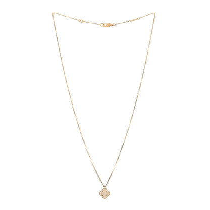 Van Cleef & Arpels 18K Yellow Gold Mother of Pearl Sweet Alhambra Pendant Necklace 3 of 7