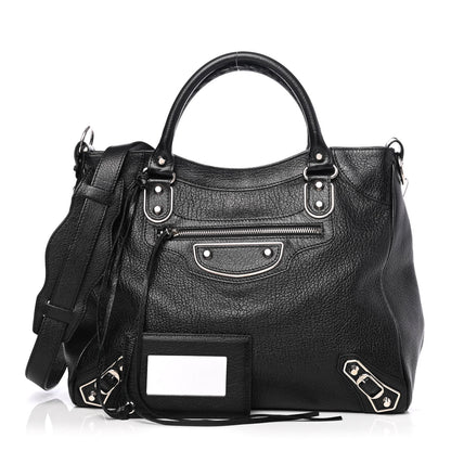 Balenciaga Chevre Silver Metallic Edge Hardware Velo Black 1 of 4