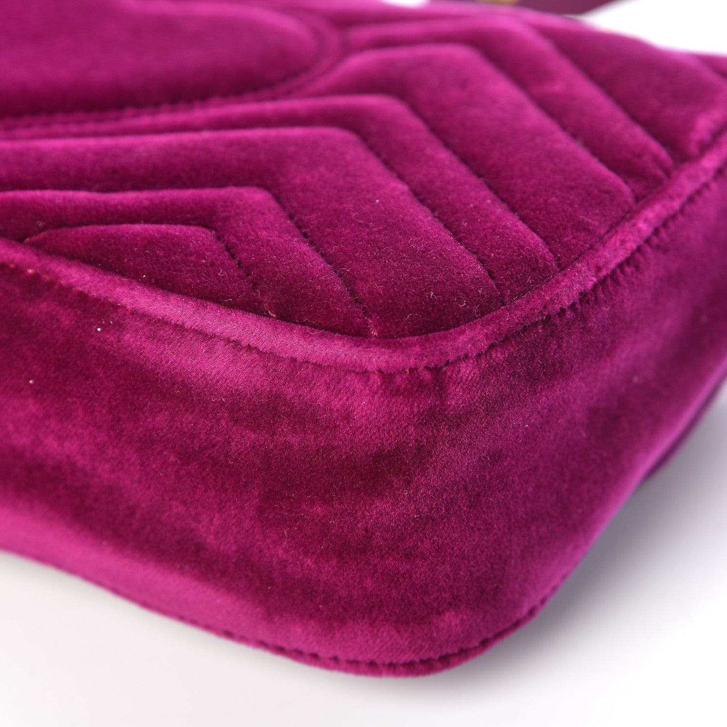 Gucci Velvet Matelasse Mini GG Marmont Shoulder Bag Fuchsia Violet Cyclamen 13 of 14