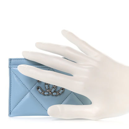 Chanel Lambskin Quilted Chanel 19 Card Holder Blue 2 of 11